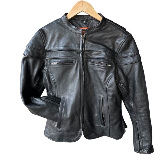 Eagle Leather Motorcycle Jacket Womens Medium Black Zip Front Rider Style